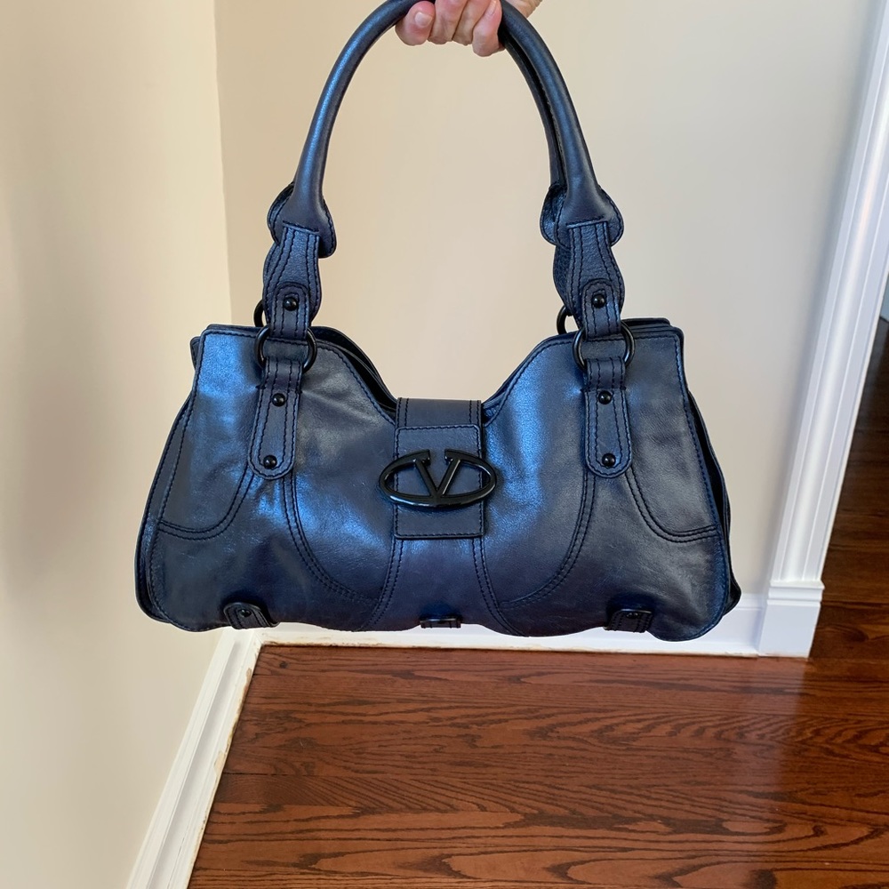 Pewter Valentino hobo Bag black hardware